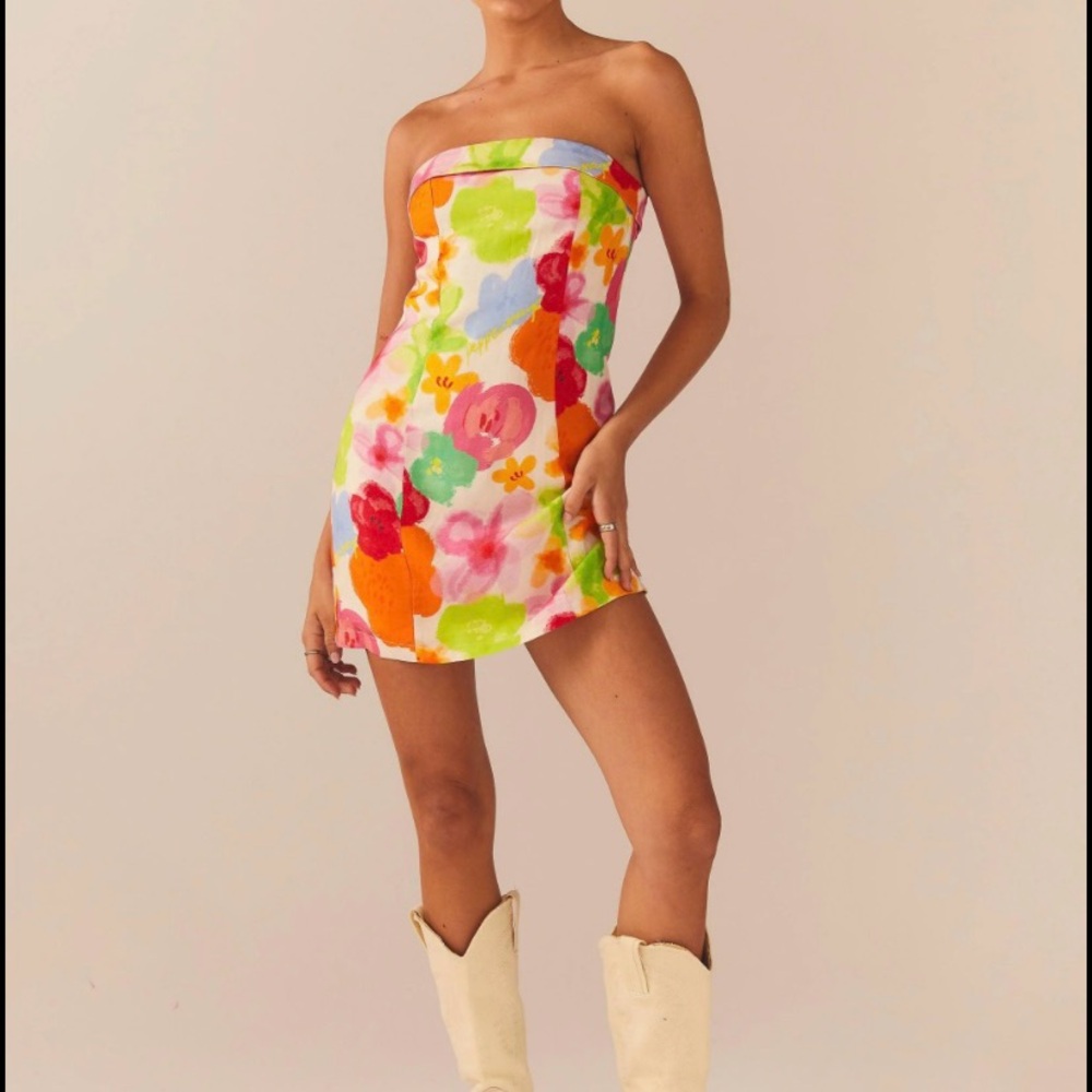 Peppermayo Multicolor Floral Strapless Dress